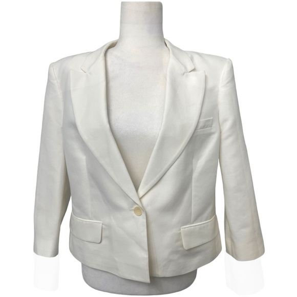 BCBGMaxAzria Natalia Off White Cropped Lace Back Jacket - Size Large - Picture 5 of 14